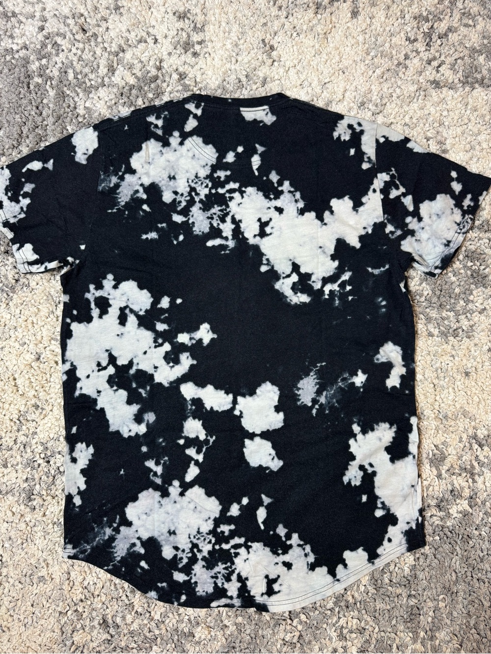 Hollister, Mens Black & White Tie Dye Marbled Curved Hem Short Sleeve Tee, XL - Picture 6 of 6